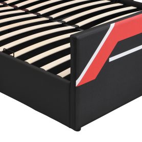 Queen Size Gaming Bed with Built-in 7-Color LED Lighting Headboard