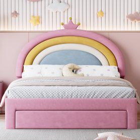Full Size Upholstered Rainbow Design Bed
