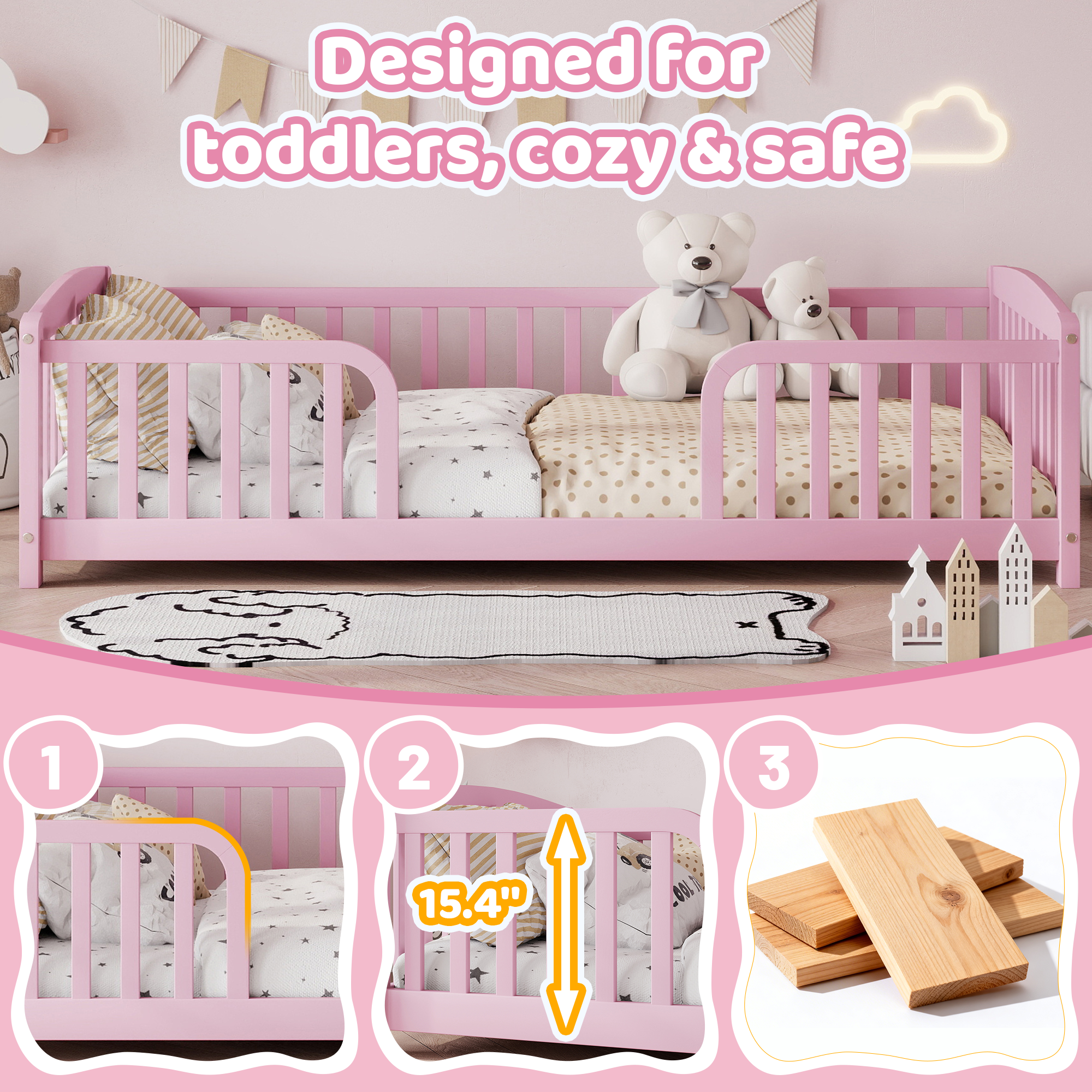 Twin Size Floor Fence Bed with Central Entrance 22 Twin Size Floor Fence Bed with Central Entrance