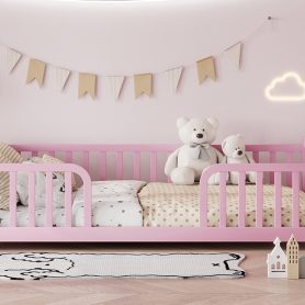 Twin Size Floor Fence Bed with Central Entrance 64 Twin Size Floor Fence Bed with Central Entrance
