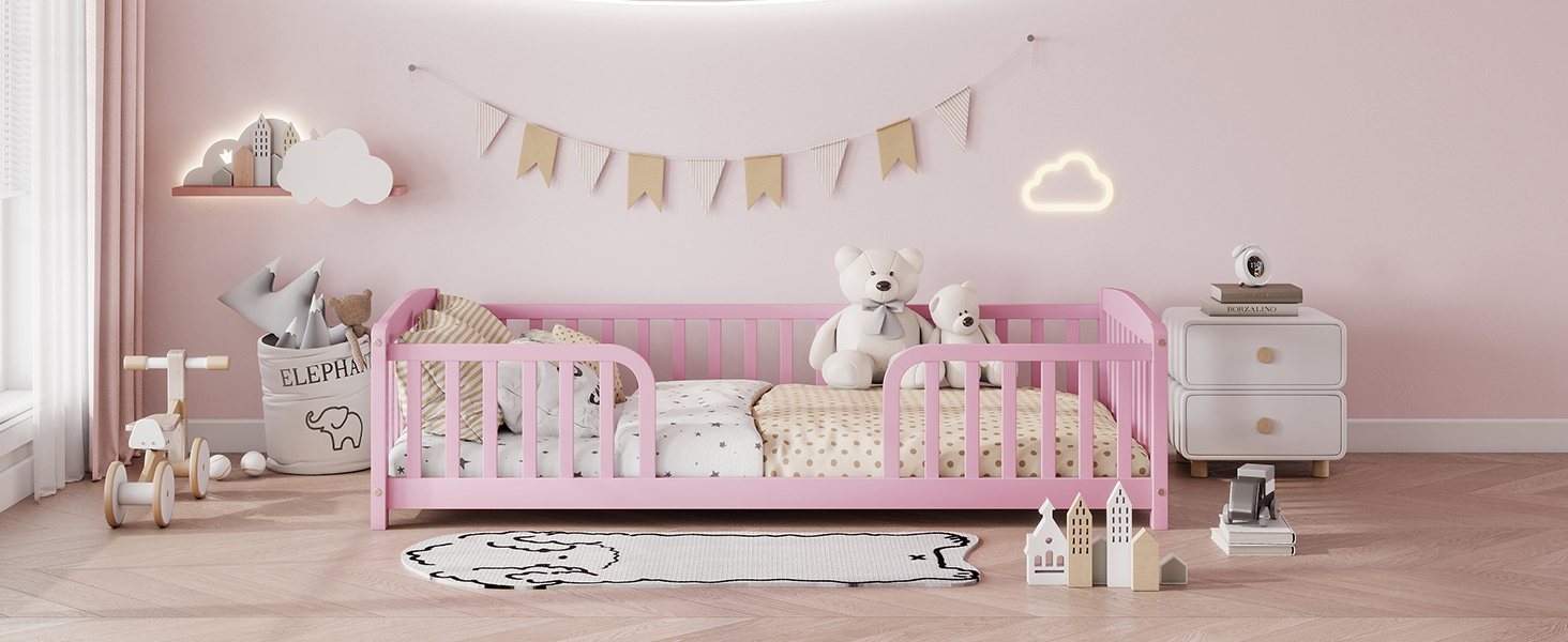 Twin Size Floor Fence Bed with Central Entrance 30 Twin Size Floor Fence Bed with Central Entrance
