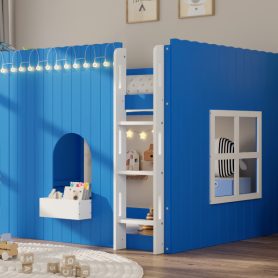 Full Size Kids Loft Bed With Warm LED Light String 31 Full Size Kids Loft Bed With Warm LED Light String