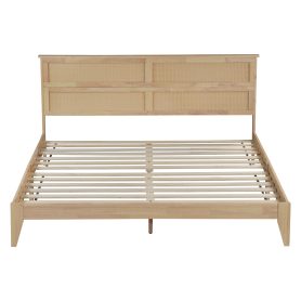 King Size Solid Wood Bed with Rattan Headboard 53 King Size Solid Wood Bed with Rattan Headboard