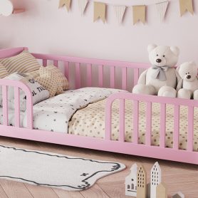 Twin Size Floor Fence Bed with Central Entrance 63 Twin Size Floor Fence Bed with Central Entrance