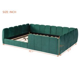 Full Size Velvet Upholstered Floor Bed