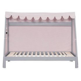 Twin XL House Bed with Twin XL Trundle, Shelf, Tent and Light