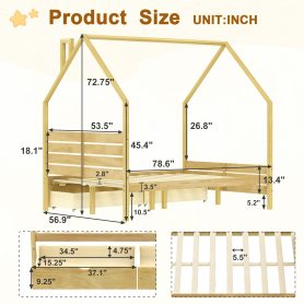 Full Size Montessori Bed With 2 Storage Drawers