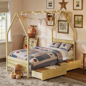 Twin Size Montessori Bed With 2 Storage Drawers