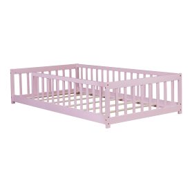 Twin Size Floor Bed with Fence without Door