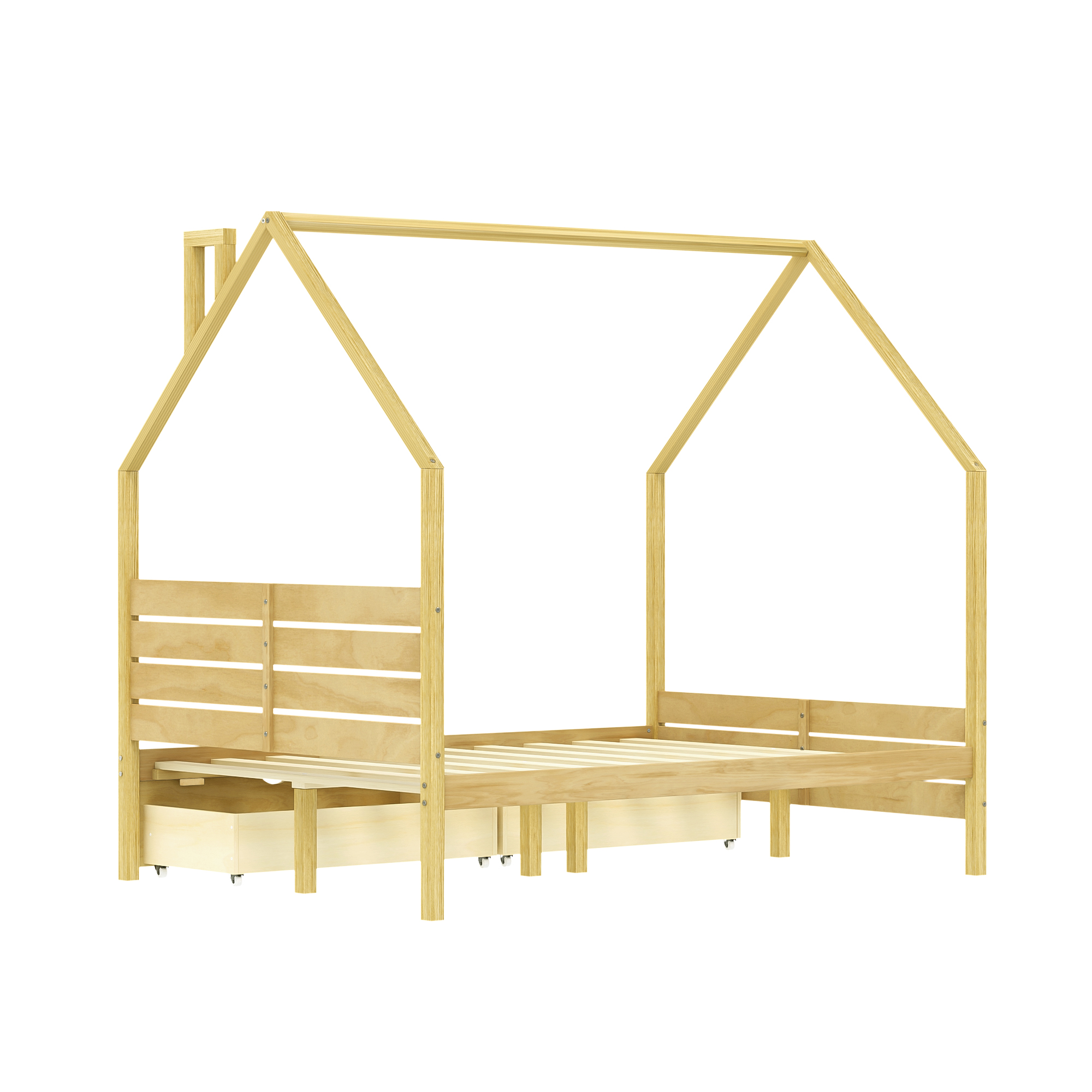 Full Size Montessori Bed With 2 Storage Drawers