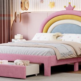 Full Size Upholstered Rainbow Design Bed