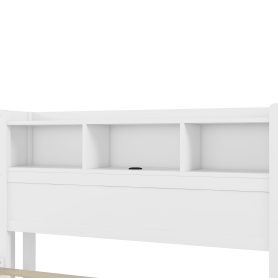 Wood Full Bed with Drawers, Headboard And Pull Out Storage Cabinet