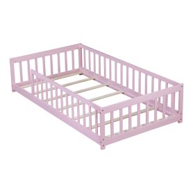 Twin Size Floor Bed with Fence without Door