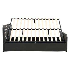 Queen Size Upholstered Gaming Bed with Side-Lift Hydraulic Storage System