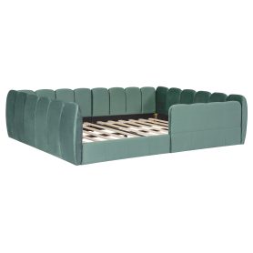 Full Size Velvet Upholstered Floor Bed