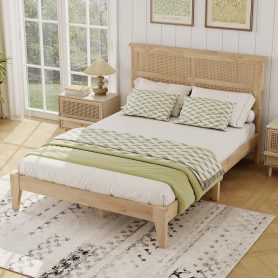 Full Size Solid Wood Bed with Rattan Headboard 37 Full Size Solid Wood Bed with Rattan Headboard