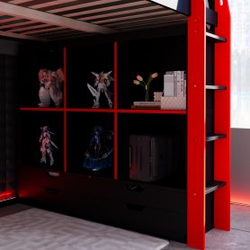 Full Size Gaming Loft Bed with Integrated Desk, Smart RGB LED Lights and USB Ports