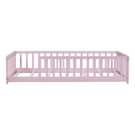 Twin Size Floor Bed with Fence without Door