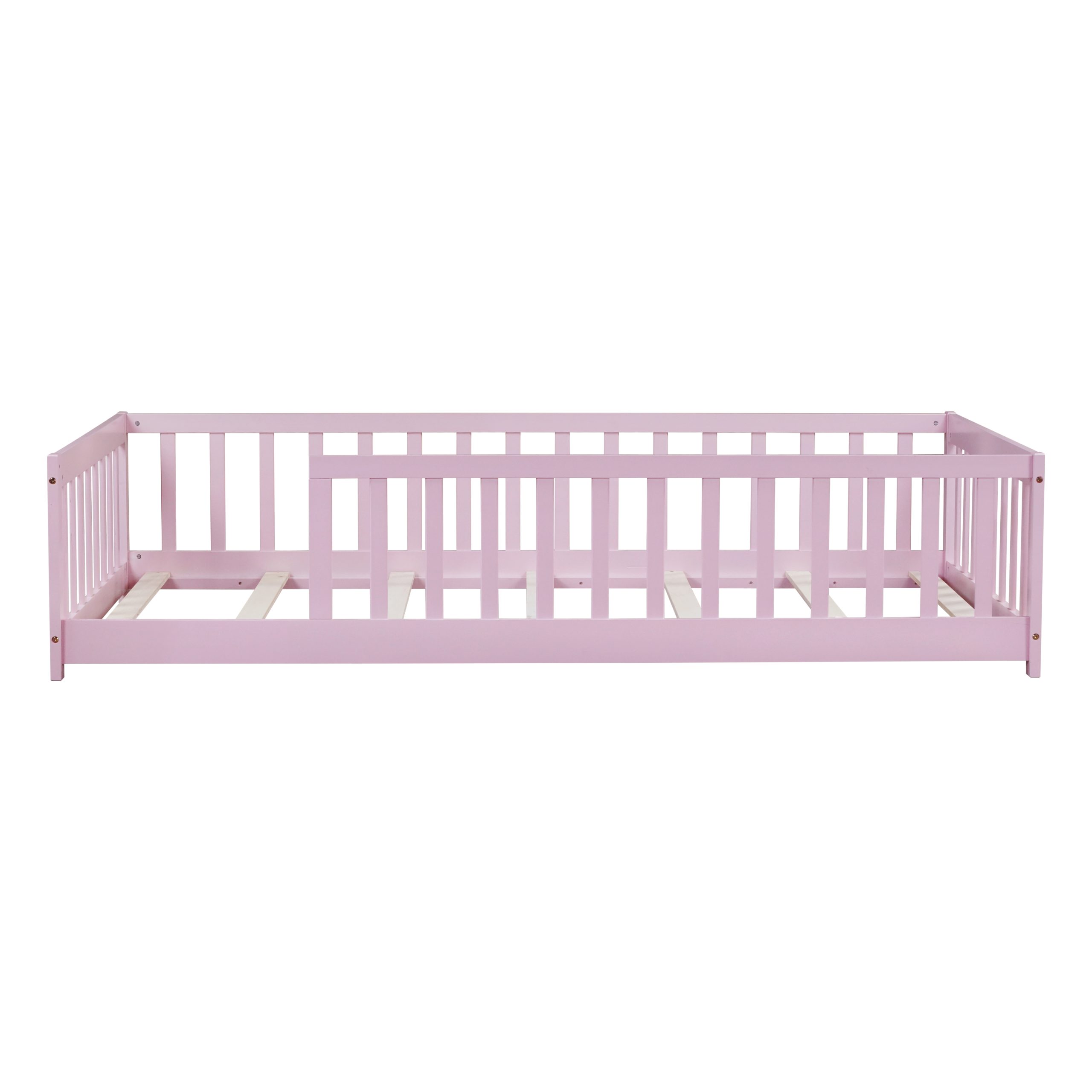 Twin Size Floor Bed with Fence without Door