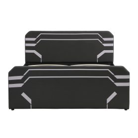 Queen Size Upholstered Gaming Bed with Side-Lift Hydraulic Storage System