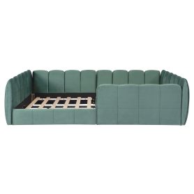 Full Size Velvet Upholstered Floor Bed