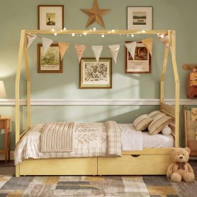Full Size Montessori Bed With 2 Storage Drawers