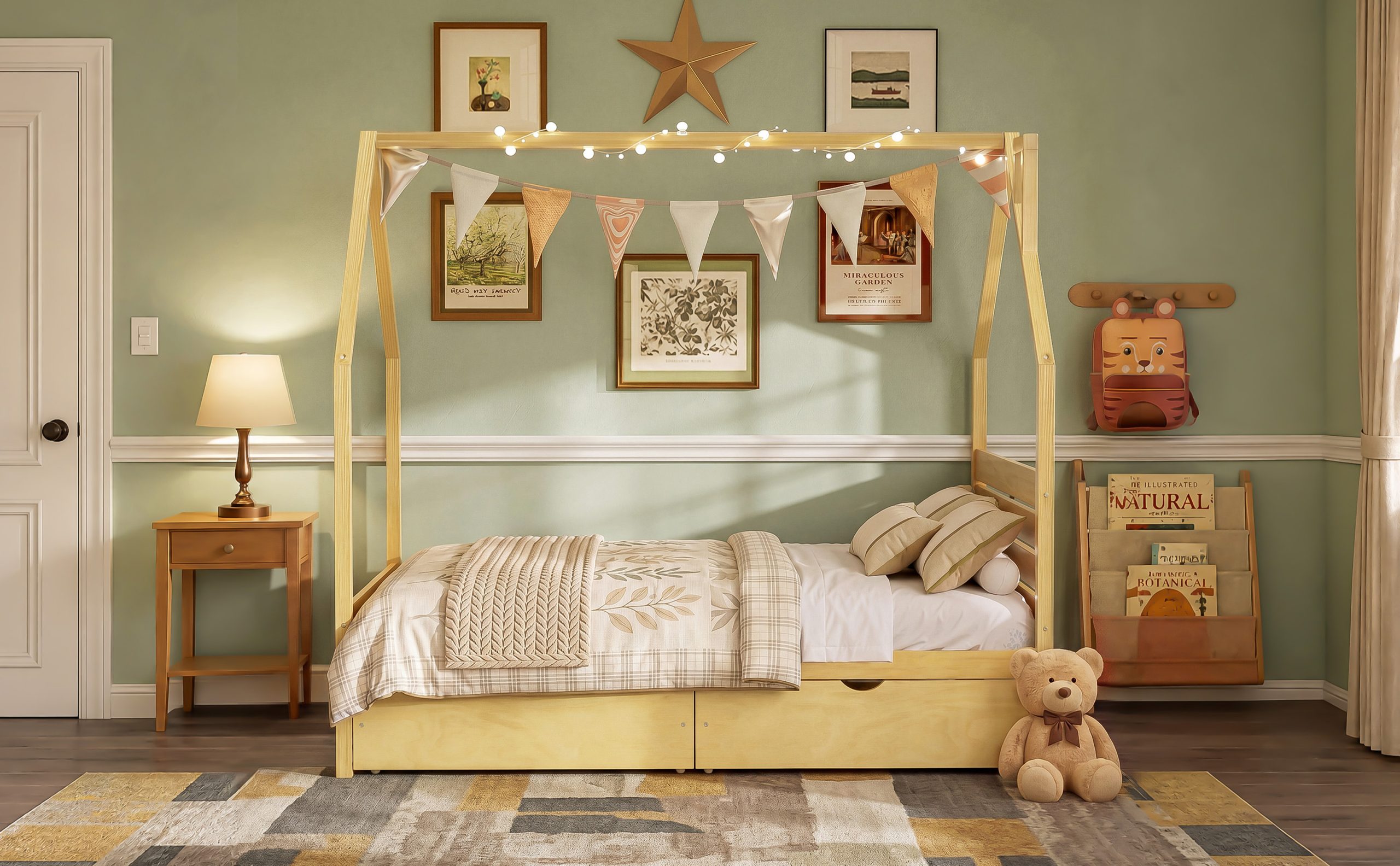 Full Size Montessori Bed With 2 Storage Drawers