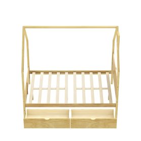 Full Size Montessori Bed With 2 Storage Drawers
