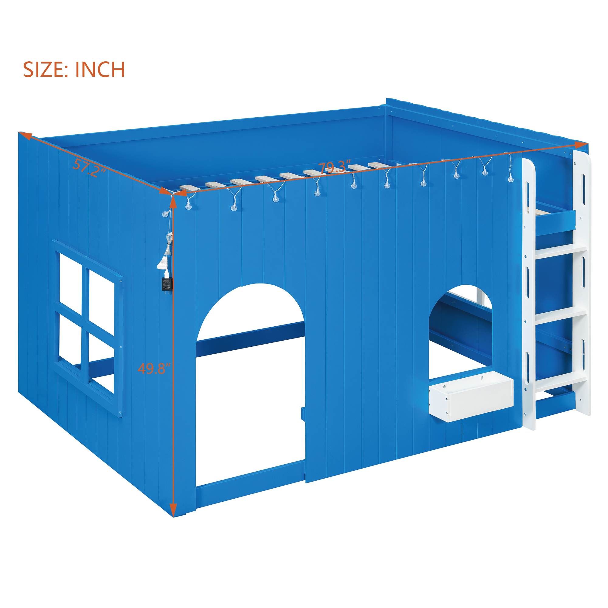 Full Size Kids Loft Bed With Warm LED Light String 9 Full Size Kids Loft Bed With Warm LED Light String