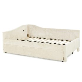 Twin Size Curved Round Edge Padded Backrest Daybed