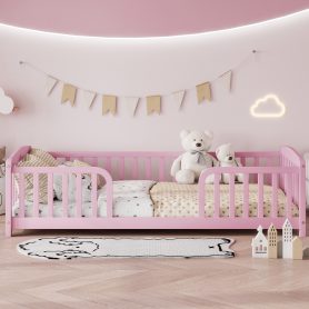 Twin Size Floor Fence Bed with Central Entrance