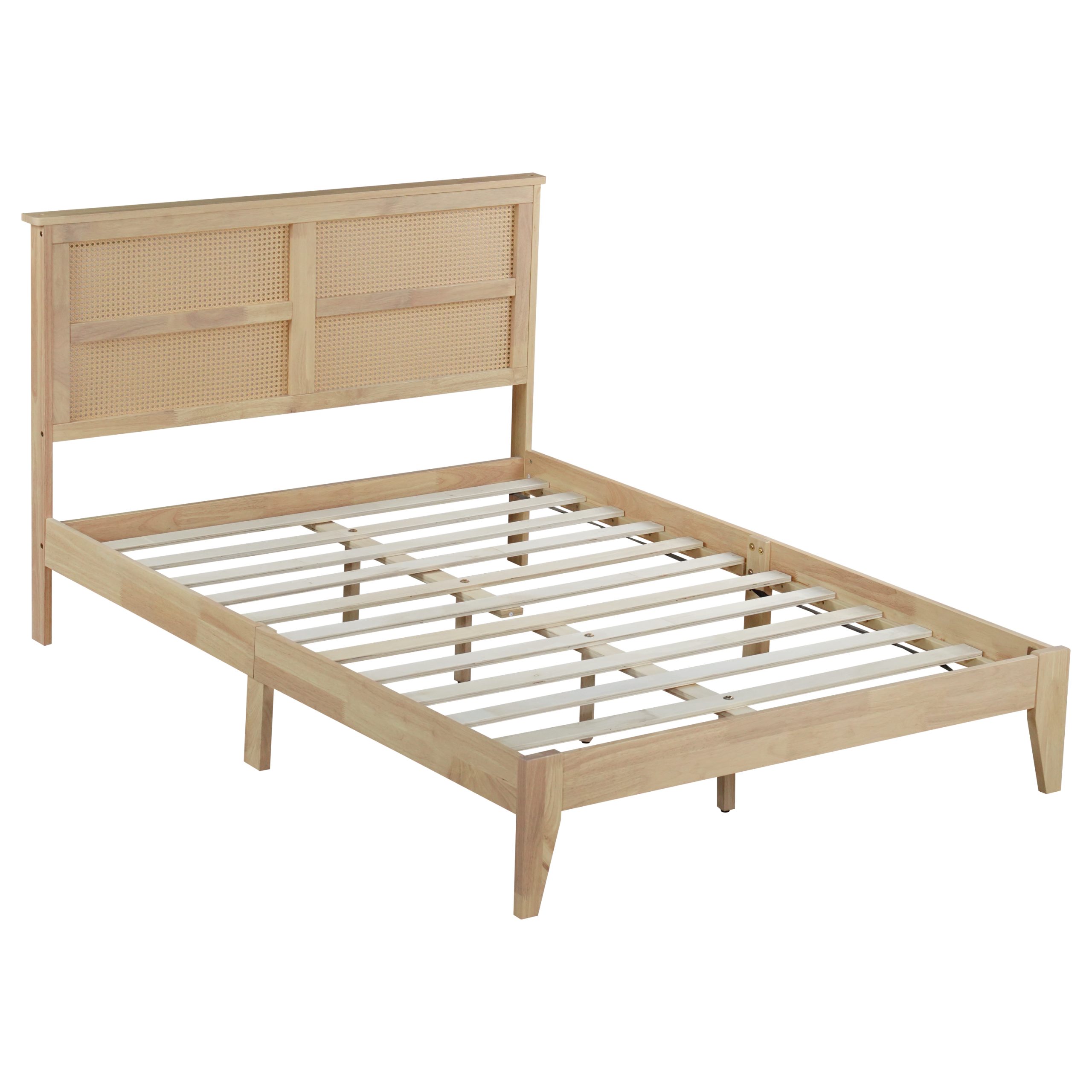 Full Size Solid Wood Bed with Rattan Headboard 30 Full Size Solid Wood Bed with Rattan Headboard