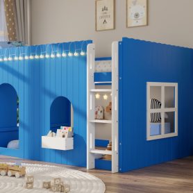 Full Size Kids Loft Bed With Warm LED Light String 30 Full Size Kids Loft Bed With Warm LED Light String