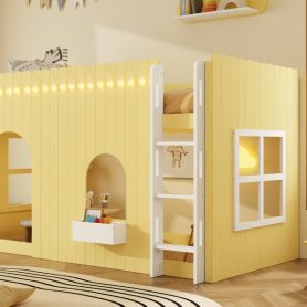 Twin Size Kids Loft Bed With Warm Led Light String 26 Twin Size Kids Loft Bed With Warm Led Light String