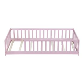 Twin Size Floor Bed with Fence without Door