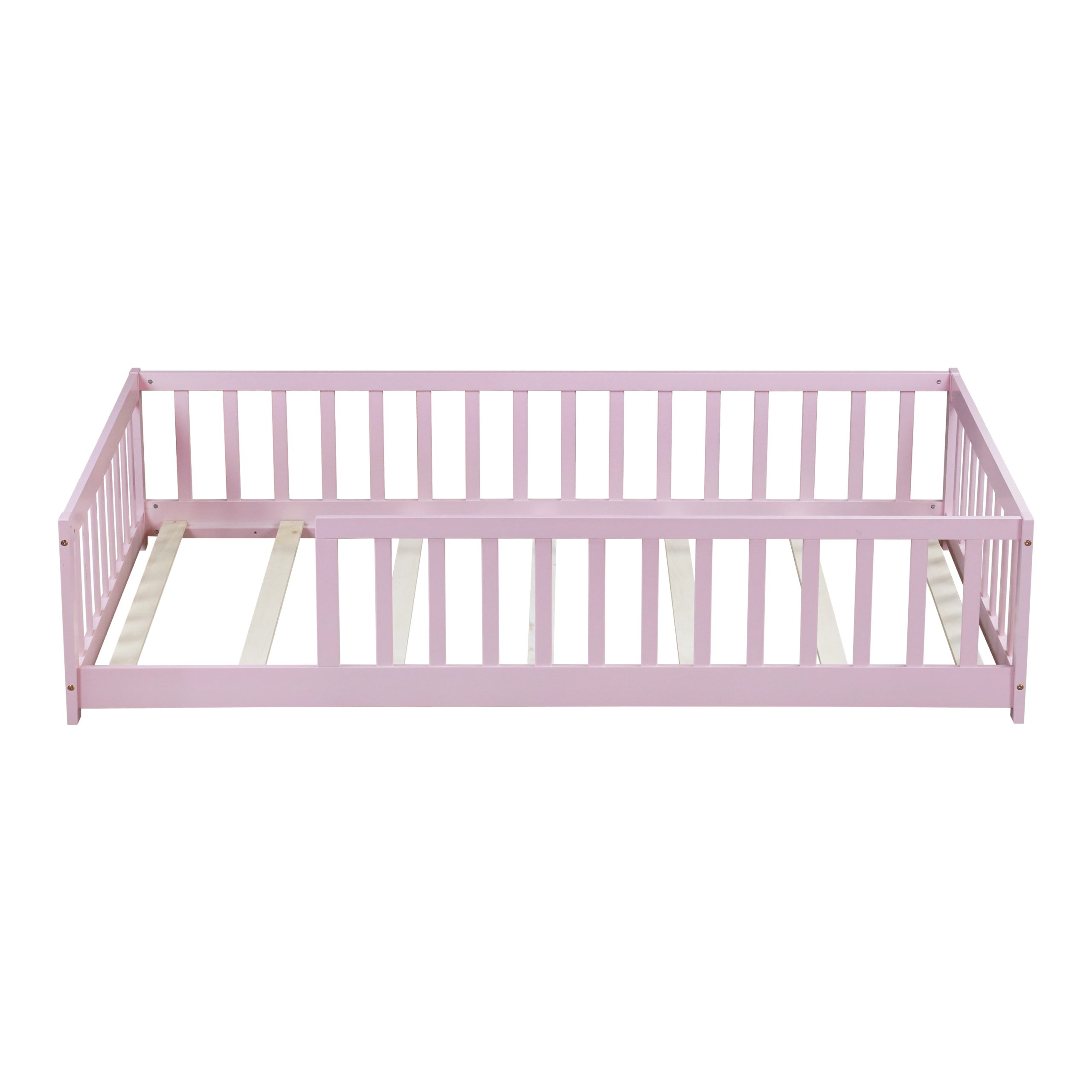 Twin Size Floor Bed with Fence without Door