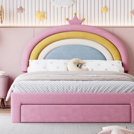 Full Size Upholstered Rainbow Design Bed