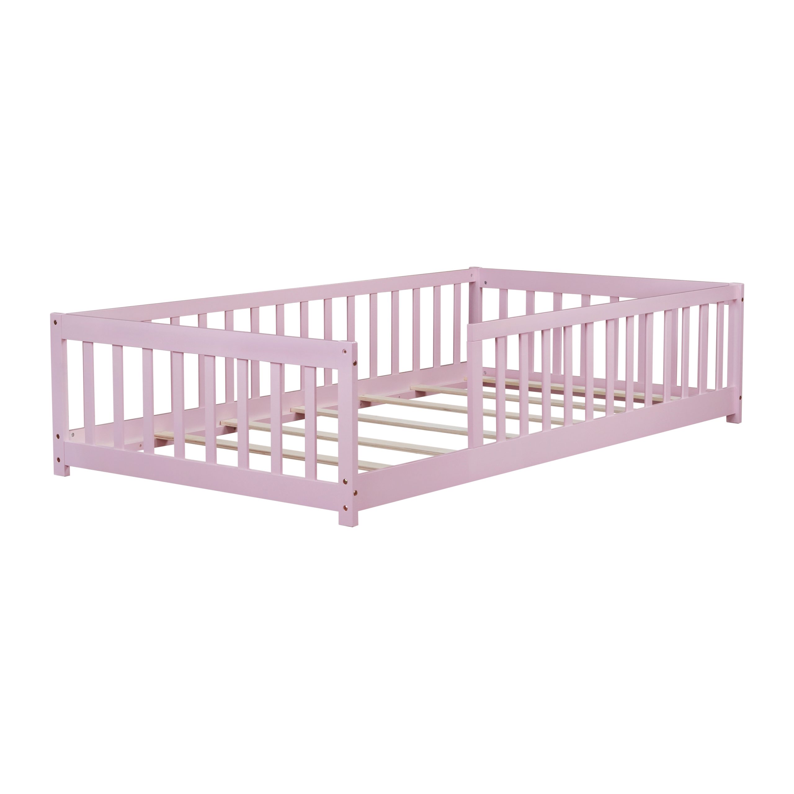 Twin Size Floor Bed with Fence without Door