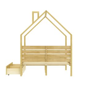 Full Size Montessori Bed With 2 Storage Drawers