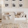Velvet Upholstered Sofa Bed with High Side Panels and Side Entrance