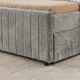 Twin Size Upholstered Bed with Vertical Channel Tufted Headboard & Nailhead Trim