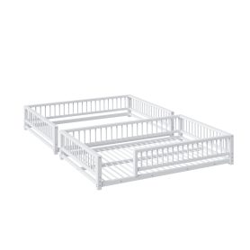 Full XL over Queen Floor Bunk Bed with Ladder and Safety Guardrails