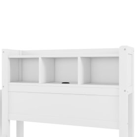 Wood Twin Bed with Drawers, Headboard And Pull Out Storage Cabinet