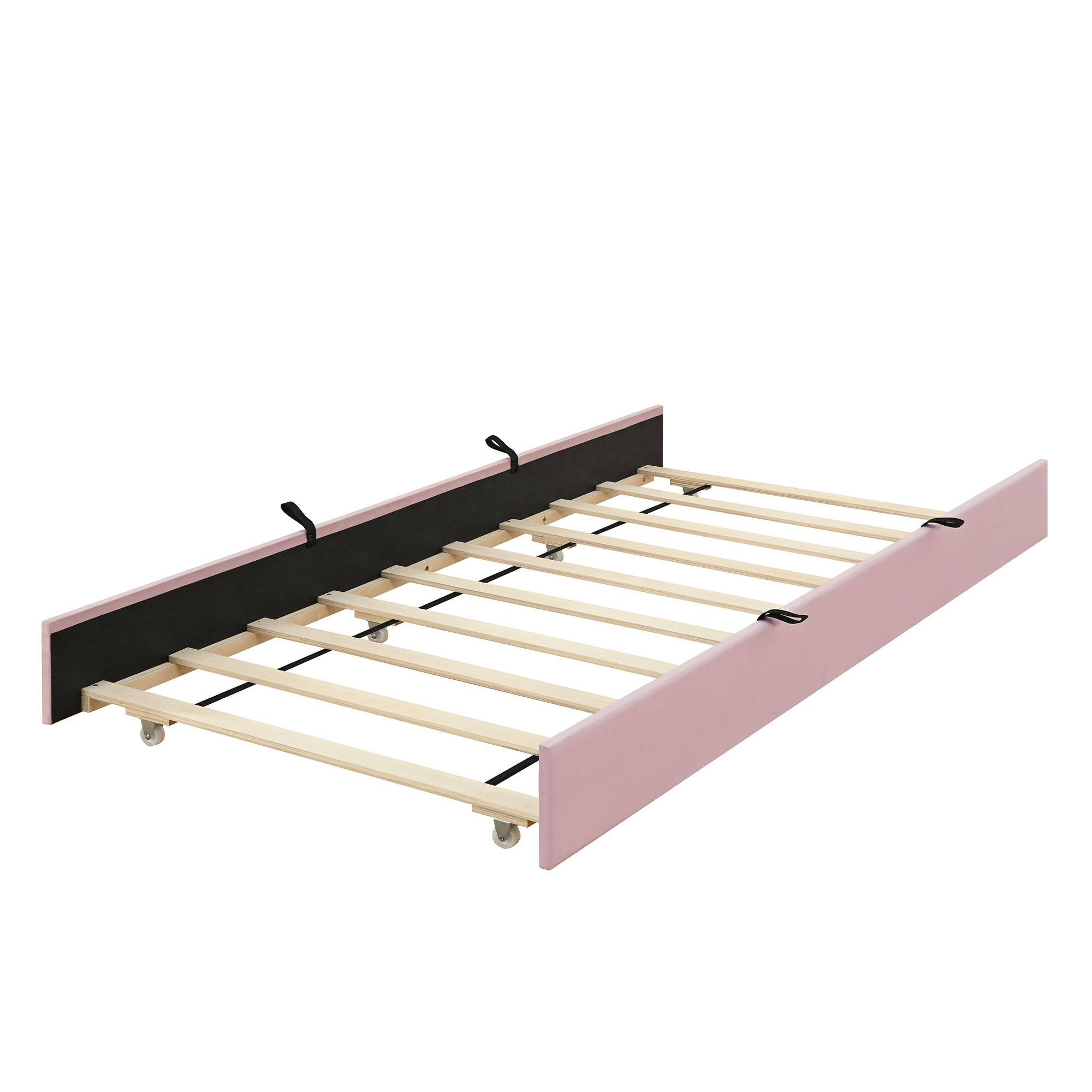 Queen Size Velvet Upholstered Platform Bed with Twin XL Size Trundle