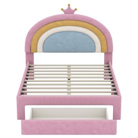 Full Size Upholstered Rainbow Design Bed