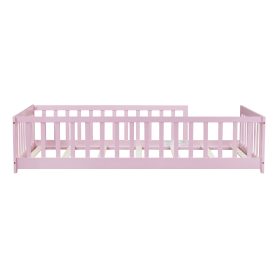 Twin Size Floor Bed with Fence without Door