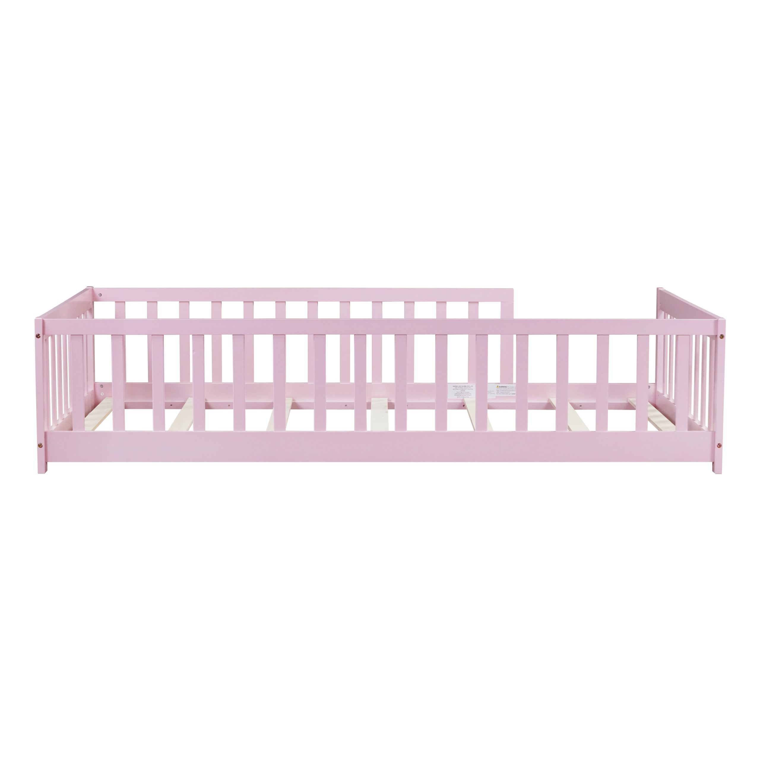 Twin Size Floor Bed with Fence without Door