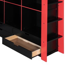 Full Size Gaming Loft Bed with Integrated Desk, Smart RGB LED Lights and USB Ports