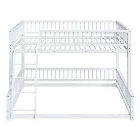 Full XL over Queen Floor Bunk Bed with Ladder and Safety Guardrails