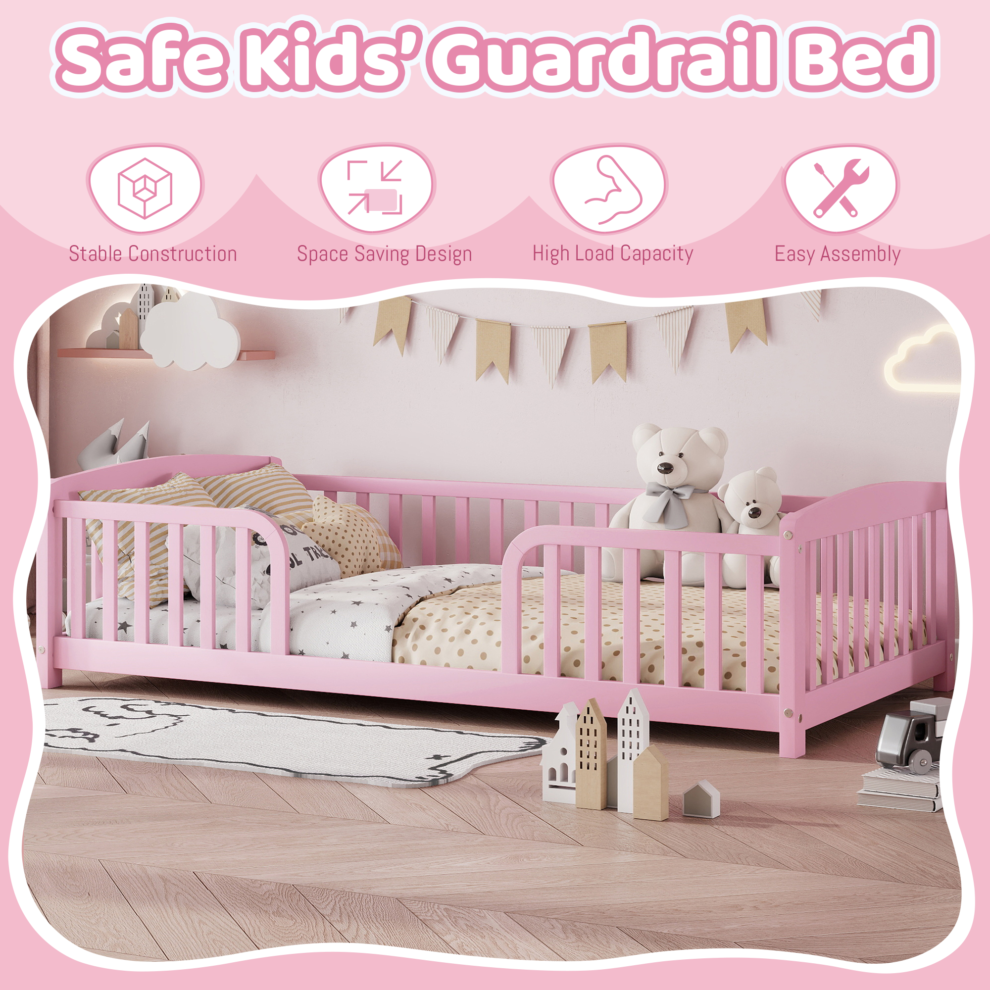 Twin Size Floor Fence Bed with Central Entrance 23 Twin Size Floor Fence Bed with Central Entrance